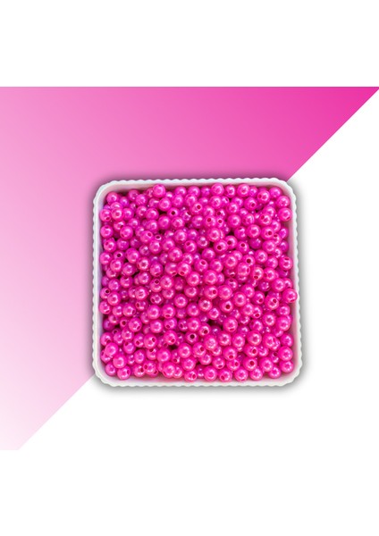 Renkli Inci Boncuk Neon Pembe 6 mm Boncuk-Takı ve Dıy Için Uygun- ST-06M6 (205 Adet)
