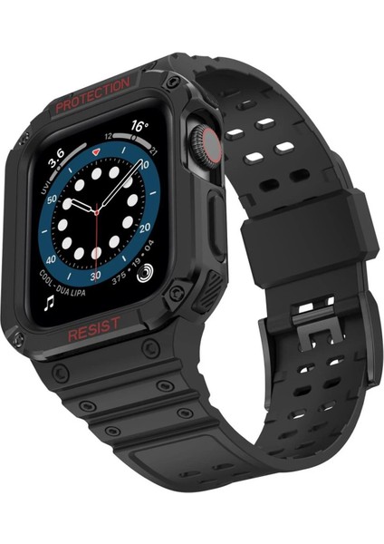 CPT83 Apple Watch 42MM KR401 Silikon Kordon - Siyah