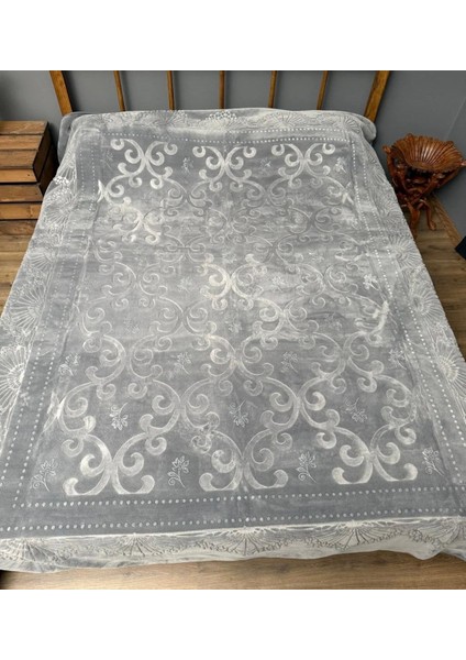 Pırıltı Embos Çift Kişilik Battaniye -Gri Antrasit indirimleri