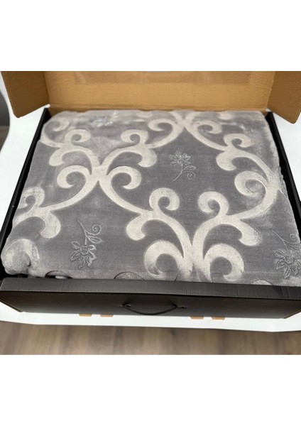 Pırıltı Embos Çift Kişilik Battaniye -Gri Antrasit