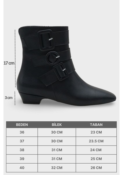 Shane Kısa Topuklu Yandan Fermuarlı Tokalı Küt Burun Kadın Bot