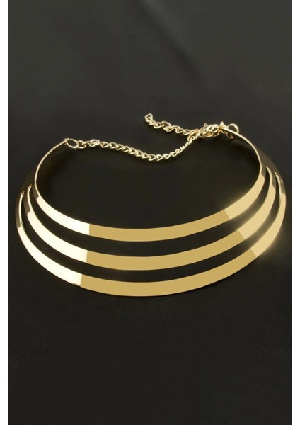 Çizgili Metal Tasma Kolye