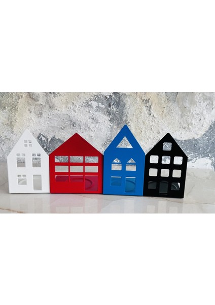 Kırmızı Renkli 4'lü Metal Tealight Mumluk Seti, Şık ve Dekoratif Tasarım modelleri