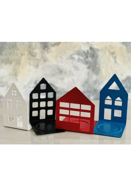 Kırmızı Renkli 4'lü Metal Tealight Mumluk Seti, Şık ve Dekoratif Tasarım indirimleri