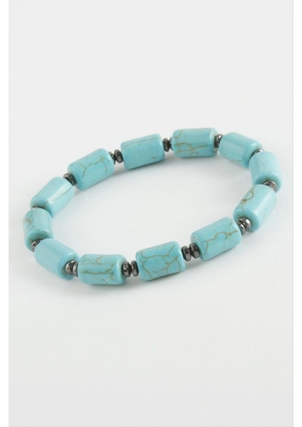 Silindir Turkuaz Doğaltaş Bileklik