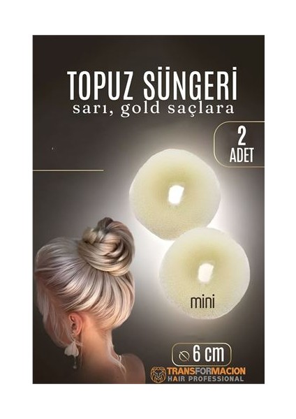 Hsnet Gold Mini Saç Topuz Süngeri 2 Adet 6 cm Çap 2.5 cm Kalınlık