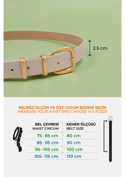 Çift Gold Köprülü Ekru Kadın Kemer modelleri