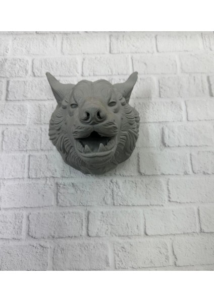 Bfs Kurt Başı Duvar Aksesuarı Gri Renk Asılabilir Hediyelik Figür