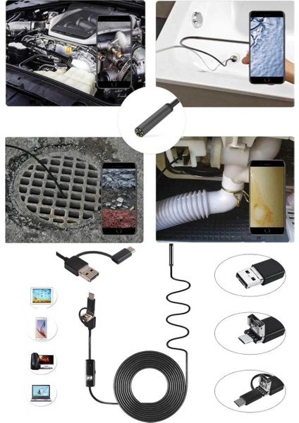 10MT Lens 5.5mm Işıklı Endeskop Boroskop Yılan Kamera modelleri