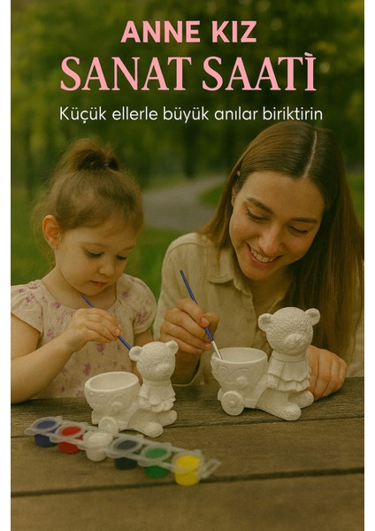 Anne Kız Sanat Saati |boyama Seti | 2 Adet Figür + 6 Renk Akrilik Boya + 2 Fırça fiyatları