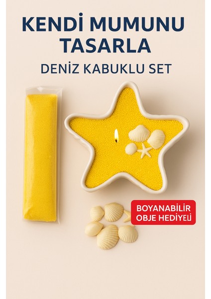 Kendi Mumunu Tasarla - Deniz Kabuklu Yıldız Mum Yapım Seti | Sarı