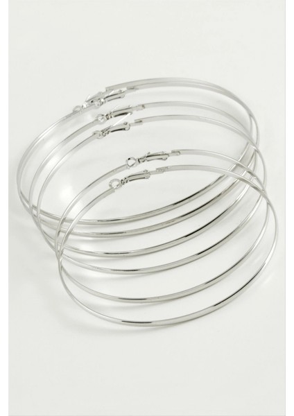 Düz Metal Halka Küpe 6 Adet