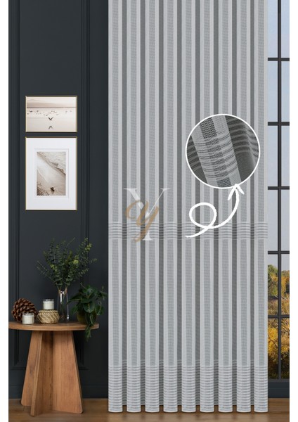 6021 Tül Perde V-Gri