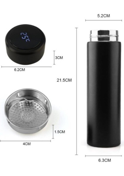 Dijital Sıcaklık Göstergeli Renkli Çelik Termos - 500 ml modelleri