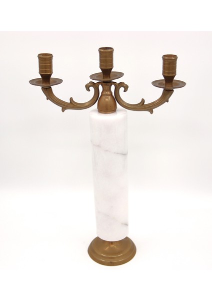 El Yapımı Mermer Taşlı Bronz Şamdan fiyatları