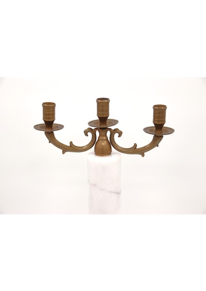 El Yapımı Mermer Taşlı Bronz Şamdan fırsatları