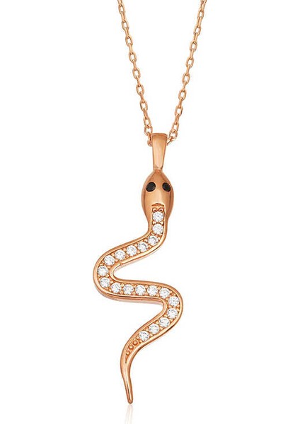 925 Ayar Gümüş Rose Yılan Kadın Gümüş Kolye T6050 (972972) fiyatları