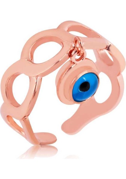 925 Ayar Gümüş Rose Ayarlamalı Nazar Göz Yüzük LR1230195 (972972) fiyatları