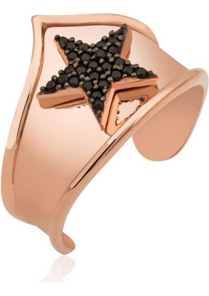 925 Ayar Gümüş Rose Yıldız Desenli Eklem Yüzük LR1230233 (972972)