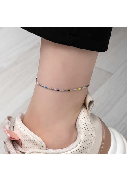 925 Ayar Gümüş Renkli Mineli Halhal T8120 (972972) fiyatları