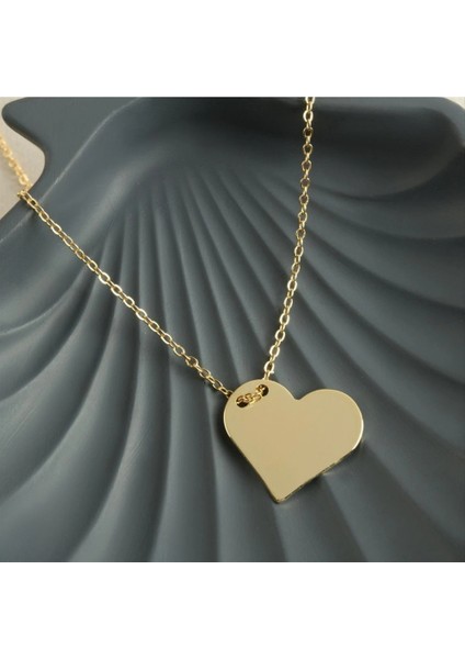 Kalp Isim Yazılabilir Boş Plaka Kolye