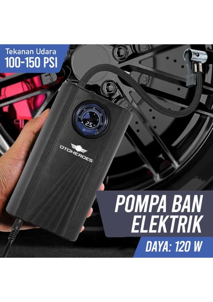 Kablolu Lastik Şişirme Cihazı Elektrikli Lastik Pompası 120W Kablolu Versiyon - SCK619-1 - Siyah