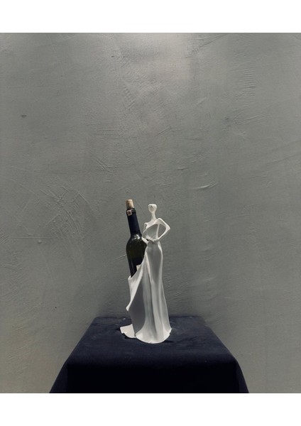Dekoratif Kadın Figürlü Modern Şaraplık Biblo – 35X13 cm Polyester Şişe Standı modelleri