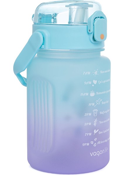 1000 ml Soft-Touch Motivasyon Su Matarası Mavi-Pembe (5 Adet)