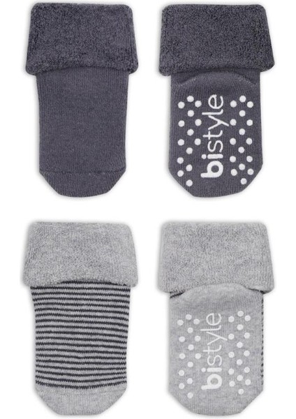 Nessiworld Çemberli Kaymaz Havlu Soket Çorap 2'li BS10503 Gri-Antrasit fiyatları