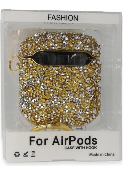 Airpods 2 (2.nesil) Mira Taşlı Kılıf - Gold modelleri