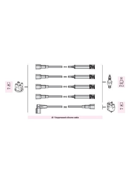 Buji+Bobin Kablosu Vectra A I 4 Metal Tüplü 2.0 1989-95 Kadett E I 1.8-2.0 1985-93