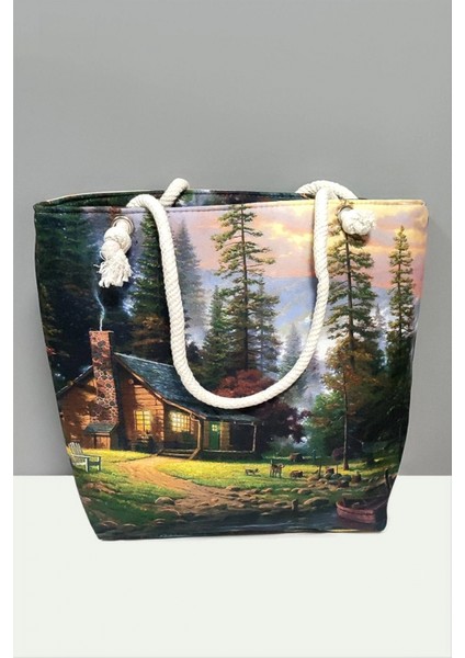 Ağaç Desenli Plaj Çantası