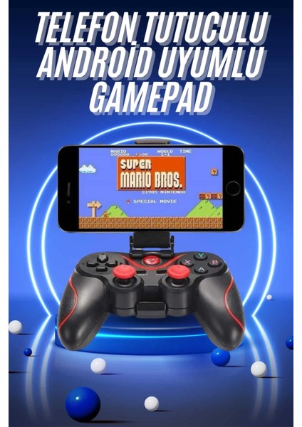 Joystik Gamepad Bluetooth Telefon Tutucu Oyun Kolu Telefon Android Uyumlu