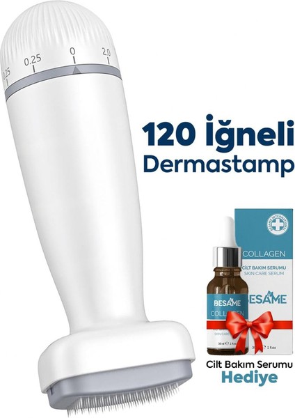 120 Titanyum Iğneli Ayarlanabilir Iğne Ölçülü (0.25-2.0mm) Dermastamp Derma Stamp Dermaroller Roller