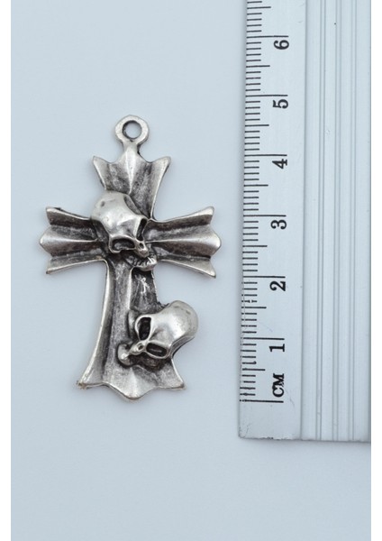 3'lü Kuru Kafa Haç Gümüş Kaplama Kolye Seti modelleri