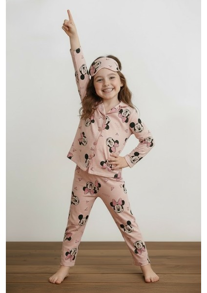 Kız Çocuk Kiraz Desenli Pijama Takımı - Uyku Bandı Hediyeli fiyatları
