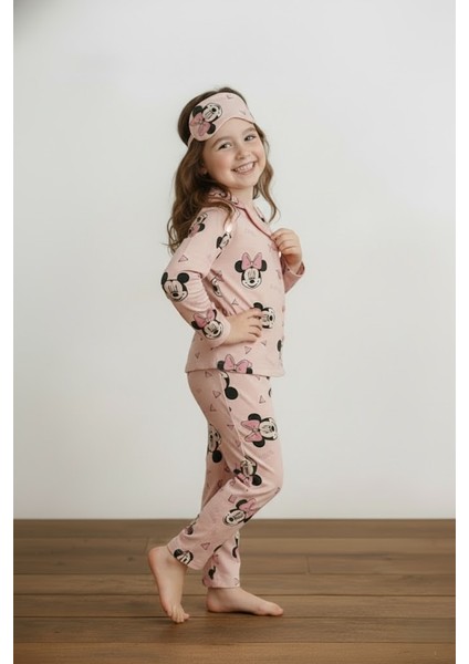 Kız Çocuk Kiraz Desenli Pijama Takımı - Uyku Bandı Hediyeli modelleri
