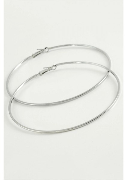 Ezme Çizgili Metal Halka Küpe 8-9-10 cm