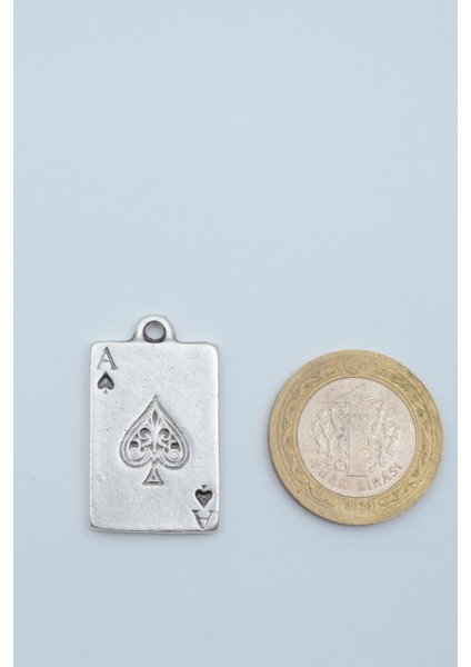 Maça As Poker İskambil Gümüş Kaplama Kolye Ucu modelleri
