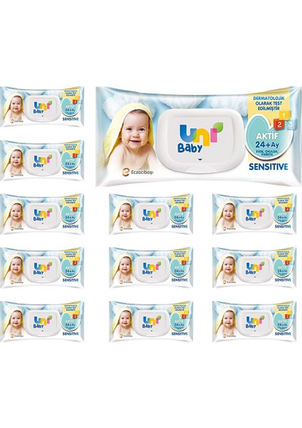 Aktif Sensitive Bebek Islak Mendil 24+ Ay 12X90 Adet (5 Adet)