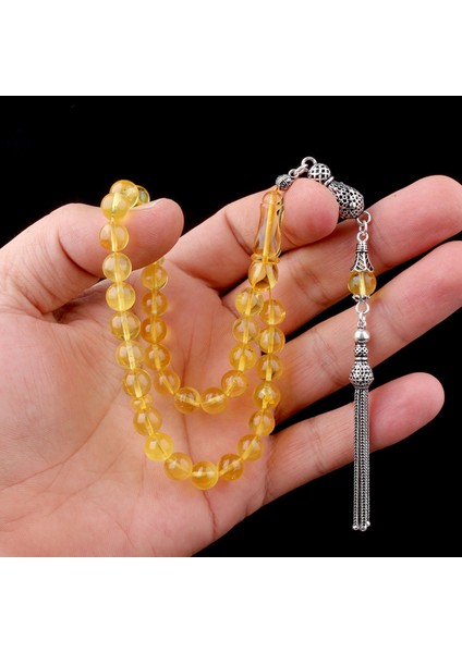 925 Ayar Gümüş Püsküllü Küre Kesim Damla Kehribar Tesbih modelleri