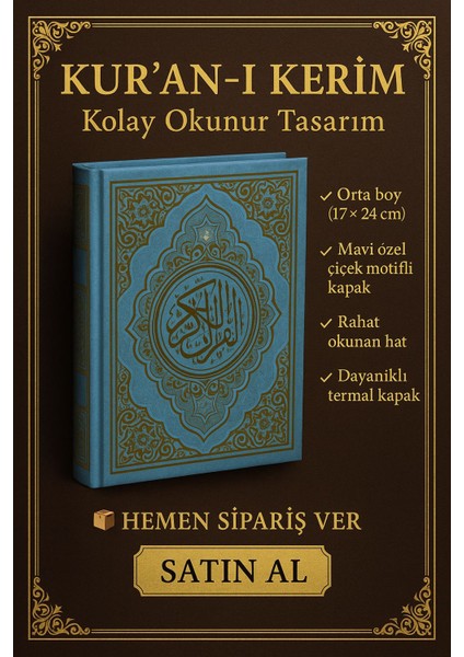 Kuranı Kerim Orta Boya Mavi Renk 17X24 cm Renkli Kuranı Kerim Kolay Okunabilen fırsatları