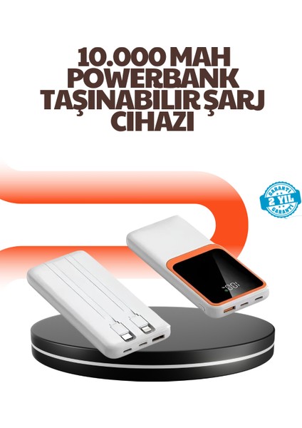 Taşınabilir 10000 Mah Powerbank – Dijital Göstergeli Type-C ve USB Çıkışlı