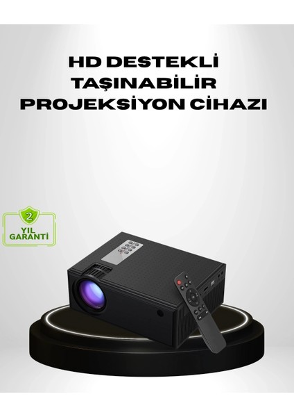 1080P Full Hd Taşınabilir Projeksiyon Cihazı LED Işıklı Uzaktan Kumandalı
