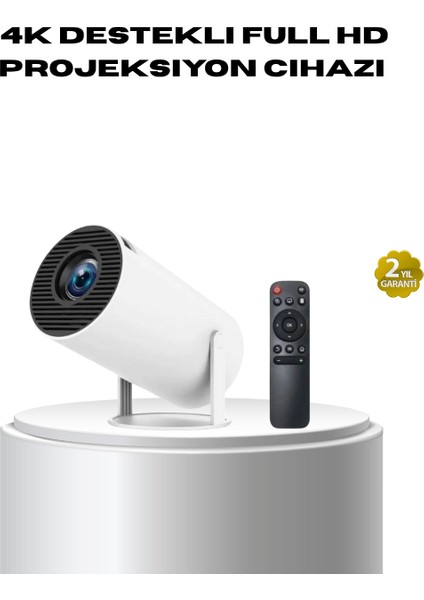 4K Destekli Full Hd Projeksiyon Cihazı – 130 Inç Geniş Ekran Wifi ve HDMI Bağlantılı