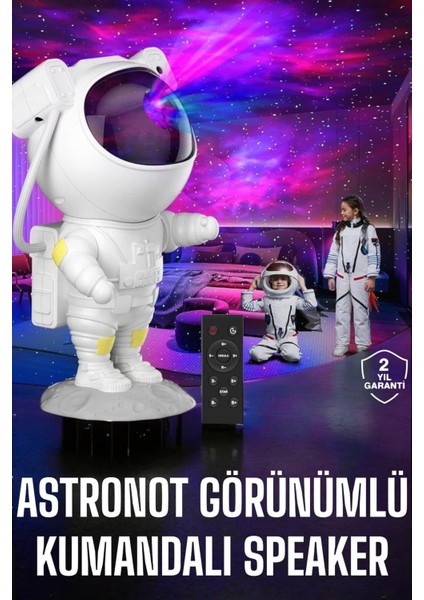 Çocuklara Özel Projeksiyon Astronot Lamba Speaker Sevimli