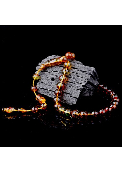 Küre Kesim Sistem Fosilli Damla Kehribar Tesbih