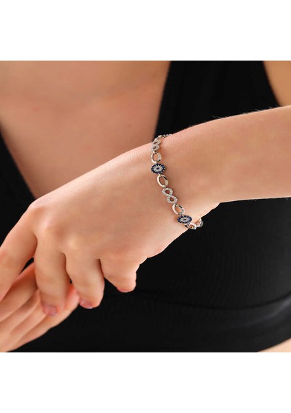 925 Ayar Gümüş Sonsuzluk Nazar Kadın Bileklik T7986 (972972) fiyatları