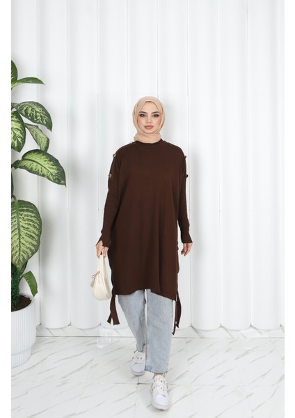 Düğme Detaylı Merserize Tunik fiyatları