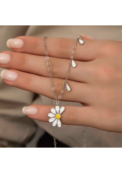 925 Ayar Gümüş Seviyor Sevmiyor Bayan Gümüş Kolye T5979 (972972)